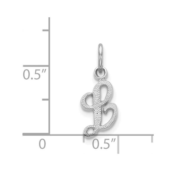 Kazi Luxury 14k White Gold White Gold Casted Script Letter L Initial Charm